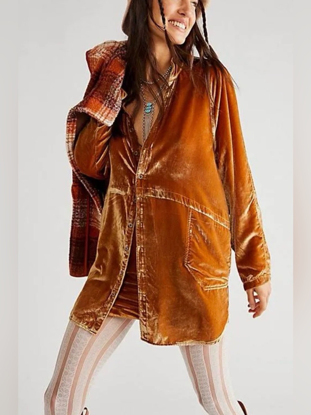 WE THE FREE people SUMMER DAY DREAM VELVET BUTTON DOWN small marigold boho